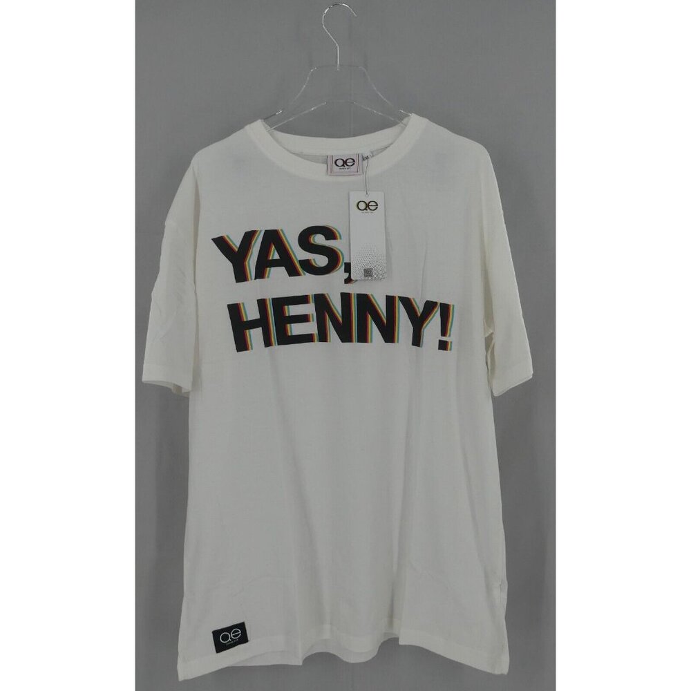 Queer Eye Yas, Henny XL Shirt M Graphic Pride Cotton Stretch White NWT